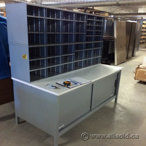 Grey 40 Slot Mail Pigeon hole Sorting Station w/ Storage Allsold.ca